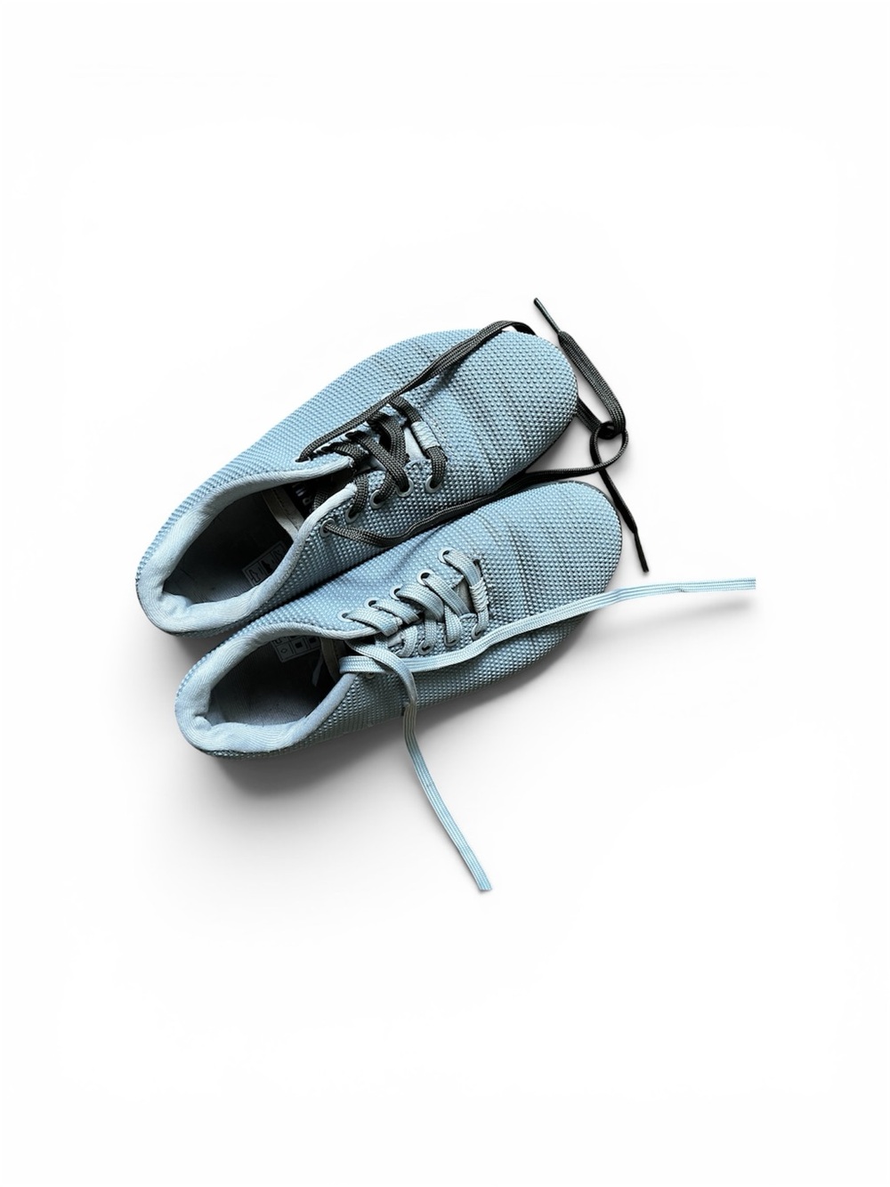NOBULL Gray Women's Knit Lace-Up Sneakers with Black and Tan Laces